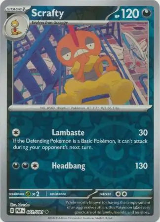 Scrafty 061/091 (SV: Paldean Fates)  - Reverse Holofoil | Good Games Adelaide SA