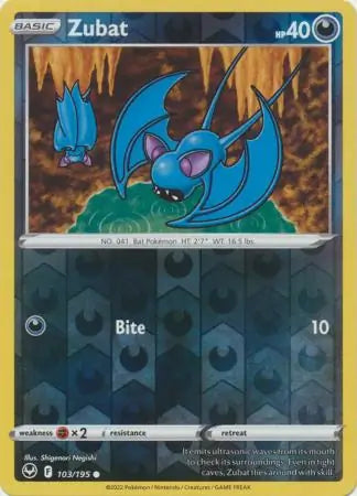 Zubat 103/195 (SWSH12: Silver Tempest)  - Reverse Holofoil | Good Games Adelaide SA