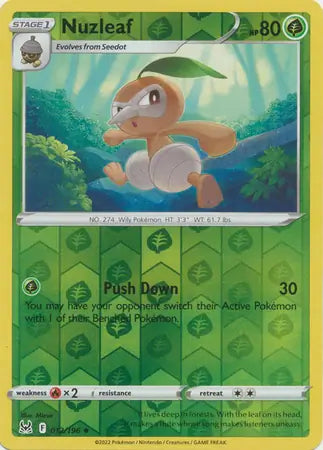 Nuzleaf 012/196 (SWSH11: Lost Origin)  - Reverse Holofoil | Good Games Adelaide SA