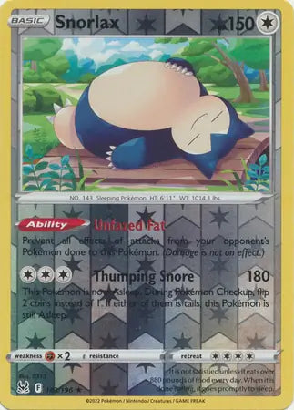Snorlax 143/196 (SWSH11: Lost Origin)  - Reverse Holofoil | Good Games Adelaide SA