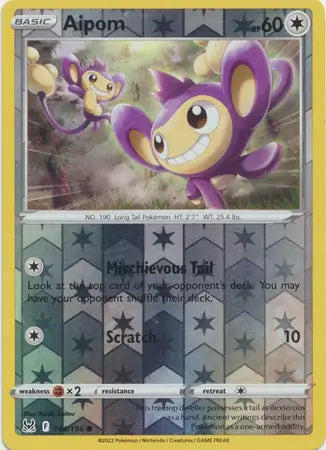 Aipom 144/196 (SWSH11: Lost Origin)  - Reverse Holofoil | Good Games Adelaide SA