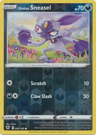 Hisuian Sneasel 092/189 (SWSH10: Astral Radiance)  - Reverse Holofoil | Good Games Adelaide SA