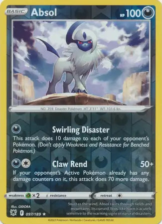 Absol 097/189 (SWSH10: Astral Radiance)  - Reverse Holofoil | Good Games Adelaide SA