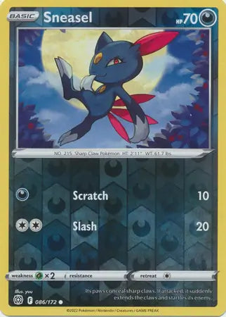Sneasel 086/172 (SWSH09: Brilliant Stars)  - Reverse Holofoil | Good Games Adelaide SA