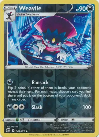 Weavile 087/172 (SWSH09: Brilliant Stars)  - Reverse Holofoil | Good Games Adelaide SA