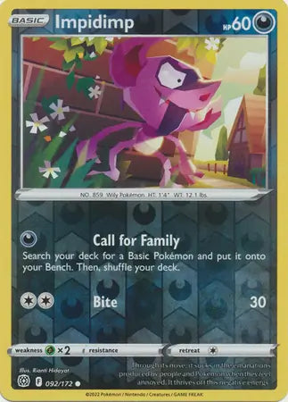 Impidimp 092/172 (SWSH09: Brilliant Stars)  - Reverse Holofoil | Good Games Adelaide SA