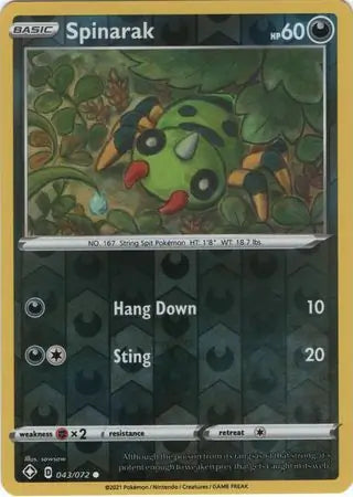 Spinarak 043/072 (Shining Fates)  - Reverse Holofoil | Good Games Adelaide SA
