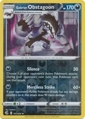Galarian Obstagoon 161/264 (SWSH08: Fusion Strike)  - Reverse Holofoil | Good Games Adelaide SA
