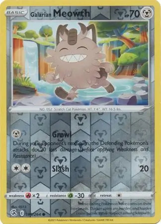 Galarian Meowth 180/264 (SWSH08: Fusion Strike)  - Reverse Holofoil | Good Games Adelaide SA