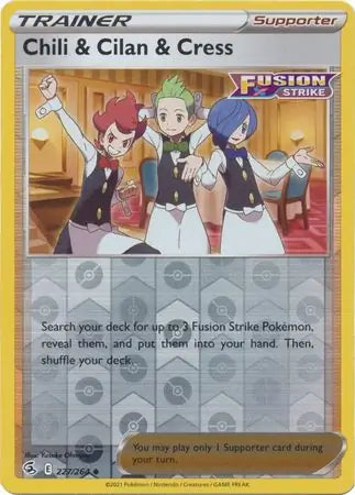 Chili and Cilan and Cress 227/264 (SWSH08: Fusion Strike)  - Reverse Holofoil | Good Games Adelaide SA
