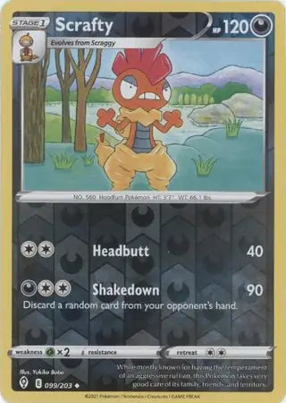 Scrafty 099/203 (SWSH07: Evolving Skies)  - Reverse Holofoil | Good Games Adelaide SA