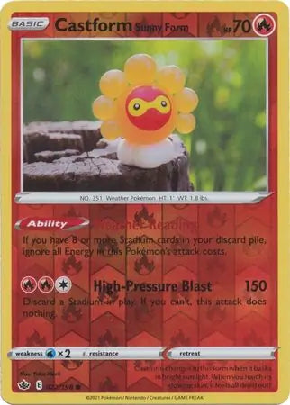 Castform Sunny Form 022/198 (SWSH06: Chilling Reign)  - Reverse Holofoil | Good Games Adelaide SA