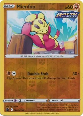 Mienfoo 076/163 (SWSH05: Battle Styles)  - Reverse Holofoil | Good Games Adelaide SA