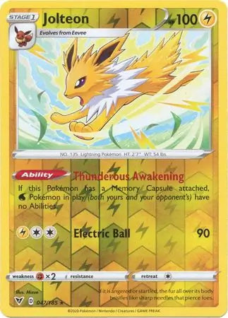 Jolteon 047/185 (SWSH04: Vivid Voltage)  - Reverse Holofoil | Good Games Adelaide SA