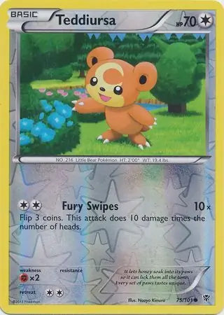 Teddiursa 75/101 (Plasma Blast)  - Reverse Holofoil | Good Games Adelaide SA