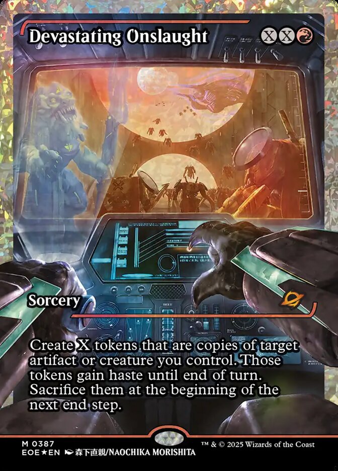 Devastating Onslaught 387/276 (Edge of Eternities)  - Fracture Foil | Good Games Adelaide SA
