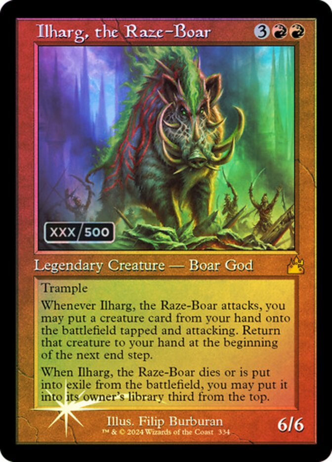 Ilharg, the Raze-Boar Serialized 334 (Ravnica Remastered)  - Foil | Good Games Adelaide SA