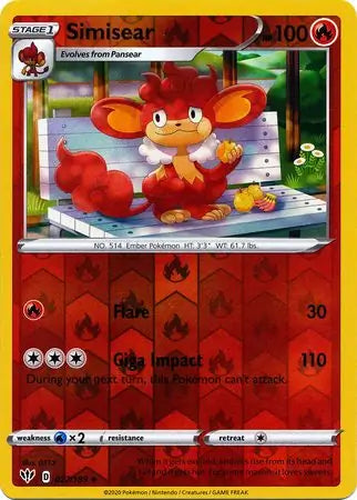 Simisear 027/189 (SWSH03: Darkness Ablaze)  - Reverse Holofoil | Good Games Adelaide SA