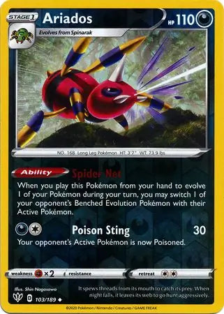 Ariados 103/189 (SWSH03: Darkness Ablaze)  - Reverse Holofoil | Good Games Adelaide SA