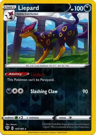 Liepard 107/189 (SWSH03: Darkness Ablaze)  - Reverse Holofoil | Good Games Adelaide SA