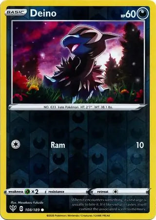 Deino 108/189 (SWSH03: Darkness Ablaze)  - Reverse Holofoil | Good Games Adelaide SA
