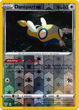 Dunsparce 137/189 (SWSH03: Darkness Ablaze)  - Reverse Holofoil | Good Games Adelaide SA