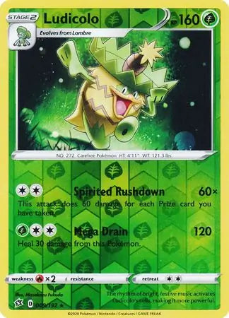 Ludicolo 009/192 (SWSH02: Rebel Clash)  - Reverse Holofoil | Good Games Adelaide SA