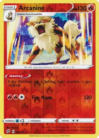 Arcanine 028/192 (SWSH02: Rebel Clash)  - Reverse Holofoil | Good Games Adelaide SA