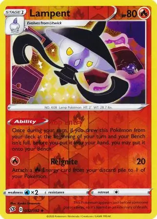 Lampent 032/192 (SWSH02: Rebel Clash)  - Reverse Holofoil | Good Games Adelaide SA