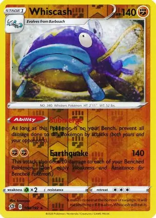 Whiscash 100/192 (SWSH02: Rebel Clash)  - Reverse Holofoil | Good Games Adelaide SA