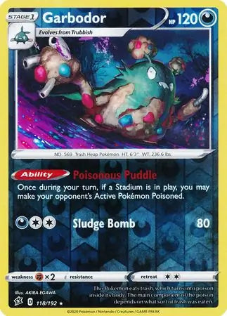 Garbodor 118/192 (SWSH02: Rebel Clash)  - Reverse Holofoil | Good Games Adelaide SA