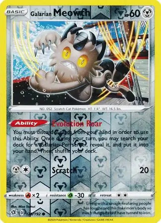 Galarian Meowth 126/192 (SWSH02: Rebel Clash)  - Reverse Holofoil | Good Games Adelaide SA