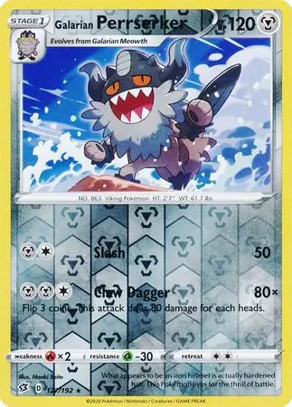 Galarian Perrserker 127/192 (SWSH02: Rebel Clash)  - Reverse Holofoil | Good Games Adelaide SA