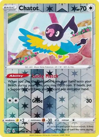 Chatot 142/192 (SWSH02: Rebel Clash)  - Reverse Holofoil | Good Games Adelaide SA