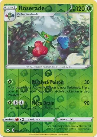 Roserade 004/202 (SWSH01: Sword & Shield Base Set)  - Reverse Holofoil | Good Games Adelaide SA