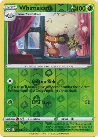Whimsicott 006/202 (SWSH01: Sword & Shield Base Set)  - Reverse Holofoil | Good Games Adelaide SA