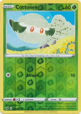 Cottonee 005/202 (SWSH01: Sword & Shield Base Set)  - Reverse Holofoil | Good Games Adelaide SA
