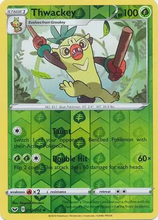 Thwackey 012/202 (SWSH01: Sword & Shield Base Set)  - Reverse Holofoil | Good Games Adelaide SA