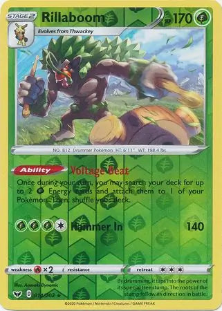Rillaboom 014/202 (SWSH01: Sword & Shield Base Set)  - Reverse Holofoil | Good Games Adelaide SA