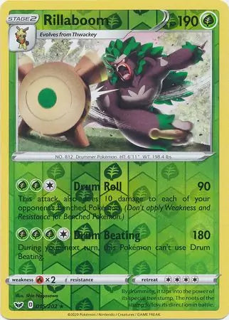 Rillaboom 015/202 (SWSH01: Sword & Shield Base Set)  - Reverse Holofoil | Good Games Adelaide SA