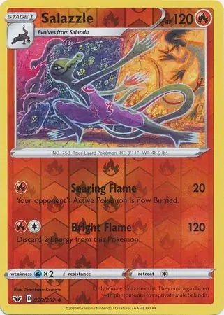 Salazzle 028/202 (SWSH01: Sword & Shield Base Set)  - Reverse Holofoil | Good Games Adelaide SA