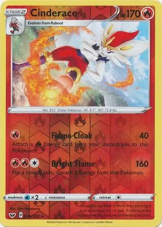 Cinderace 036/202 (SWSH01: Sword & Shield Base Set)  - Reverse Holofoil | Good Games Adelaide SA
