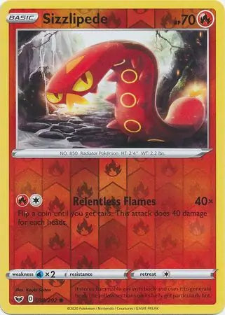 Sizzlipede 038/202 (SWSH01: Sword & Shield Base Set)  - Reverse Holofoil | Good Games Adelaide SA