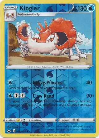 Kingler 044/202 (SWSH01: Sword & Shield Base Set)  - Reverse Holofoil | Good Games Adelaide SA