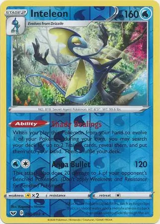 Inteleon 058/202 (SWSH01: Sword & Shield Base Set)  - Reverse Holofoil | Good Games Adelaide SA