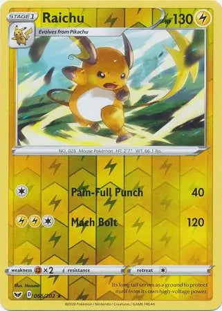Raichu 066/202 (SWSH01: Sword & Shield Base Set)  - Reverse Holofoil | Good Games Adelaide SA
