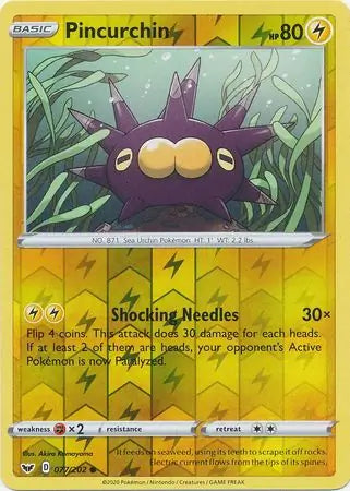Pincurchin 077/202 (SWSH01: Sword & Shield Base Set)  - Reverse Holofoil | Good Games Adelaide SA