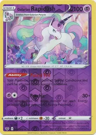 Galarian Rapidash 082/202 (SWSH01: Sword & Shield Base Set)  - Reverse Holofoil | Good Games Adelaide SA