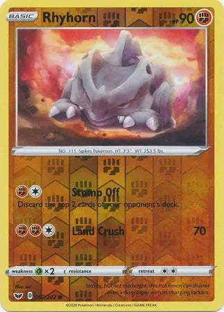 Rhyhorn 097/202 (SWSH01: Sword & Shield Base Set)  - Reverse Holofoil | Good Games Adelaide SA