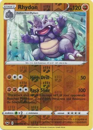 Rhydon 098/202 (SWSH01: Sword & Shield Base Set)  - Reverse Holofoil | Good Games Adelaide SA